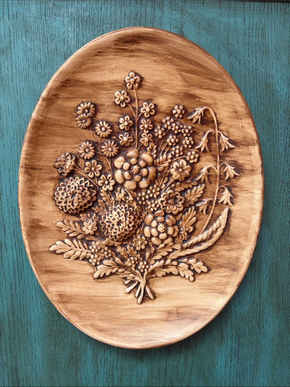 1981 Ceramic Floral Wall Plaques Set of 2